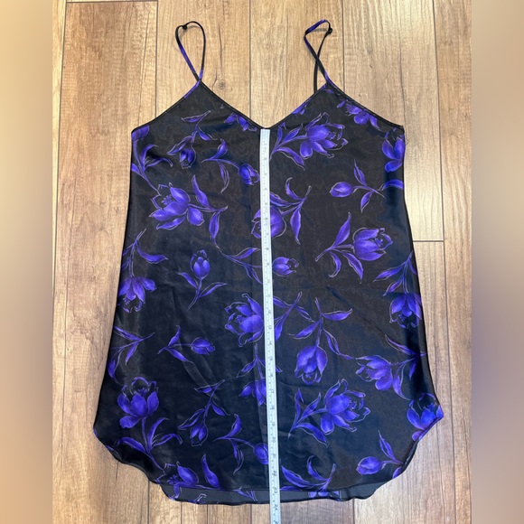 Vintage Floral Black and Purple Satin Slip Nightgown - Picture 5 of 5